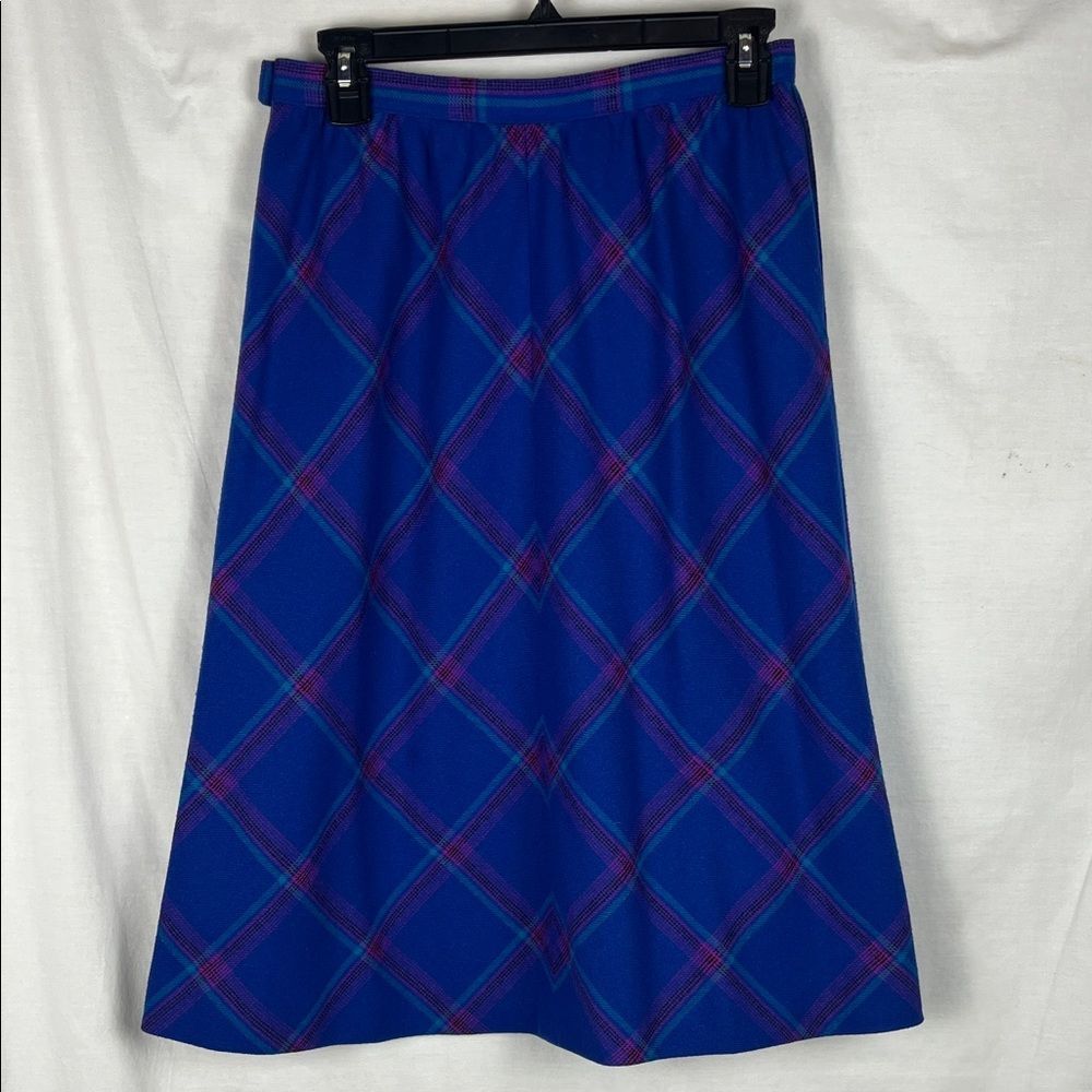 Vintage Pendleton 100% Virgin Wool Blue Plaid Skirt